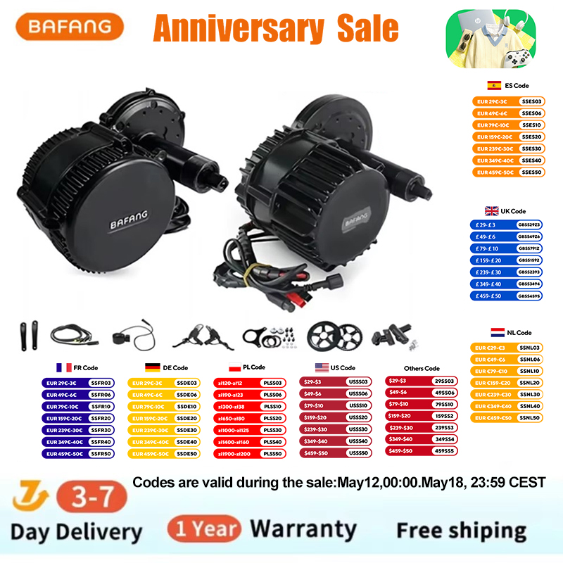 Side Hung Mid Drive Motor Kit - Bafang BBSHD 1000 Вт 52 В