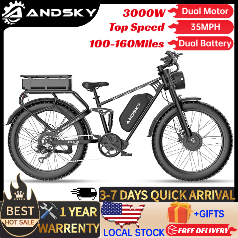 48V 1500W Rear Hub Motor With Battery - Электровелосипед ANDSKY Apex50 AWD, 3000 Вт,