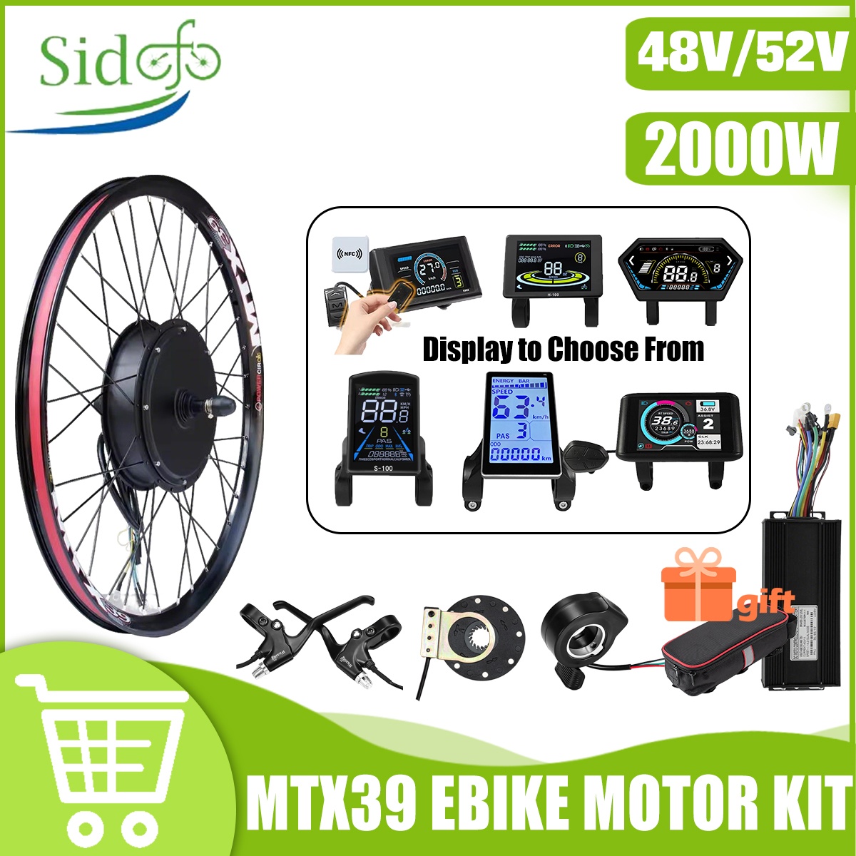 MTX39 48 В/52 В 2000 Вт передн – обзор и цена Gearless Hub Motor Conversion Kit 2000W With Display