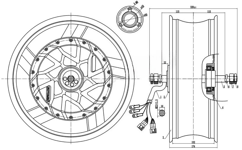 QSMOTOR 17X6.0 дюймов 273 1200 – обзор и цена 12000W Electric Motorcycle Hub Motor
